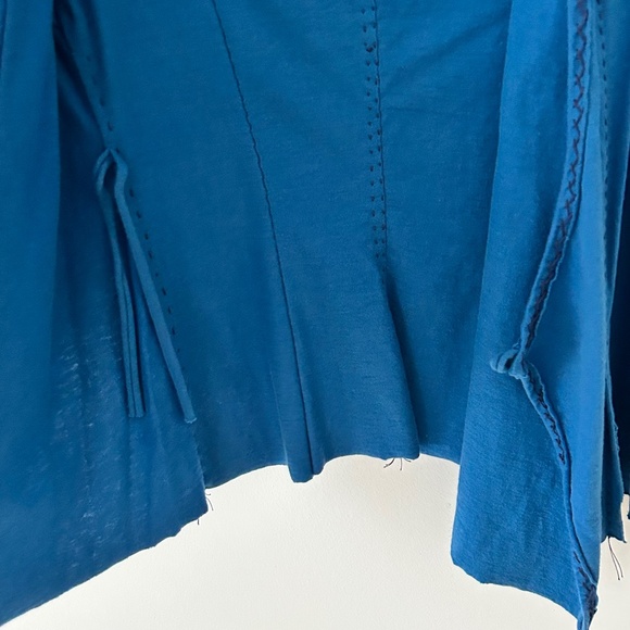 Anthropologie Project Alabama Green T Cotton Blue Floral Handmade Wrap Top - Picture 11 of 16